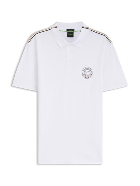 BOSS STRETCH-COTTON POLO SHIRT WITH TENNIS-INSPIRED LOGO
