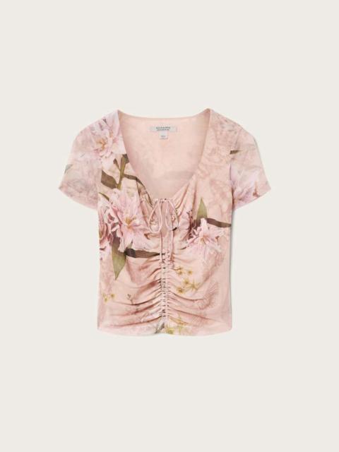 ALLSAINTS GABBY SLIM FIT FLORAL MESH TOP