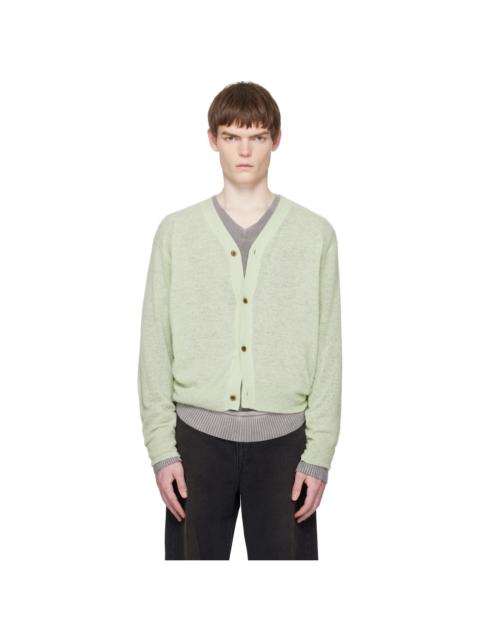 ssstein Green Knit V Neck Cardigan