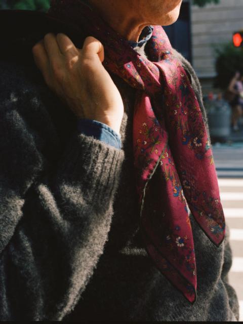 Drake's Magenta Birds of Paradise Print Wool-Silk Square Scarf