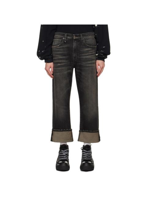 R13 Black Cuffed X-Boyfriend Jeans