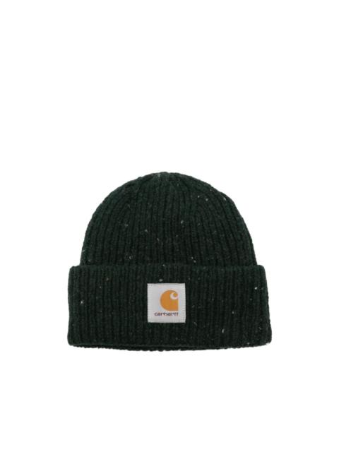 Carhartt WIP logo-patch ribbed-knit beanie hat