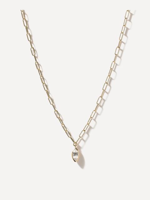 Otiumberg 14ct Gold-Plated Vermeil Silver Marquise Quartz Lovelink Chain Necklace