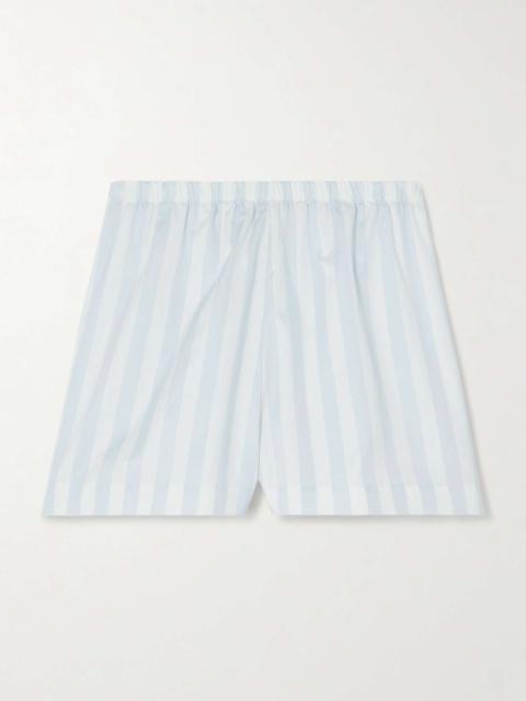 Siesta Pause striped cotton-poplin pajama shorts