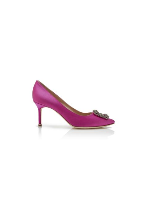 Manolo Blahnik Purple Satin Jewel Buckle Pumps