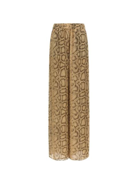 THE ANDAMANE Lena elasticated-waist python-print trousers