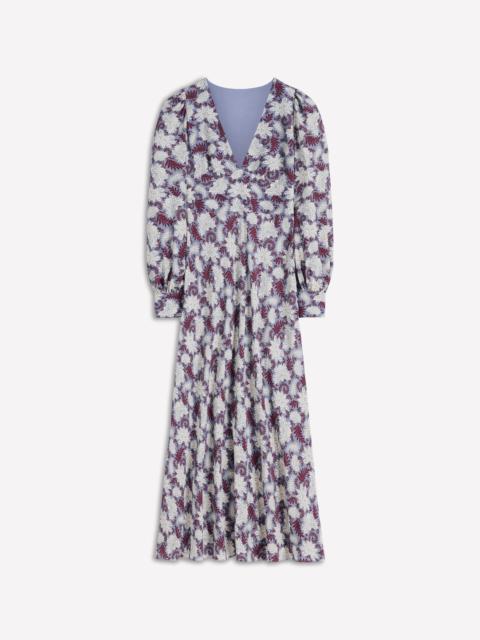 BODEN V-neck Blouson Sleeve Dress-Multi Blooming Flora