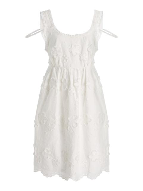 The Garment Fleur Embroidered Cotton Mini Dress white