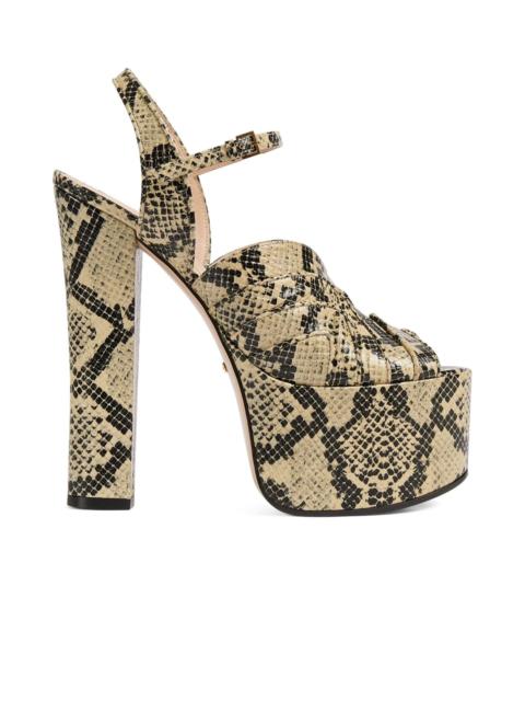 Leather Python Print Platform Sandals