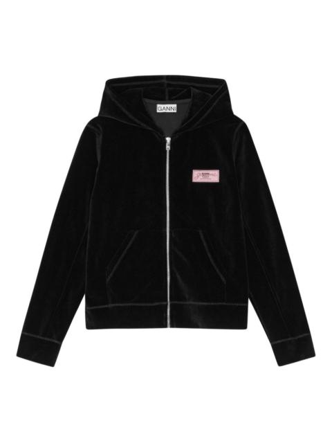 GANNI velour zip-up hoodie