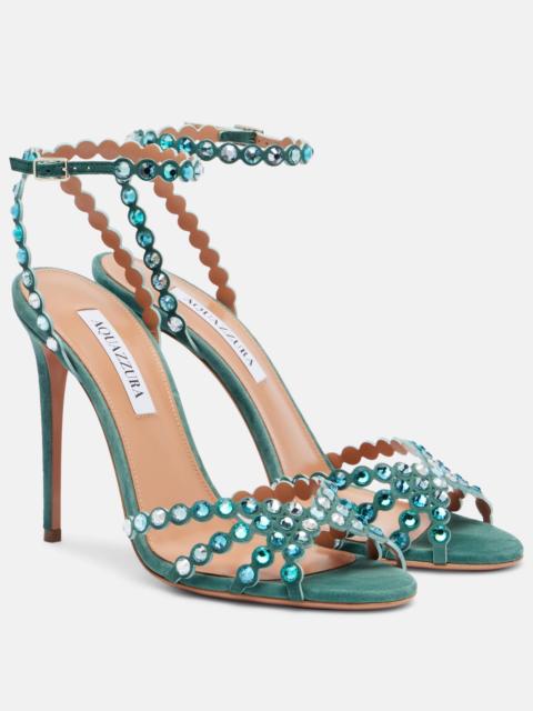 AQUAZZURA Tequila 105 embellished suede sandals