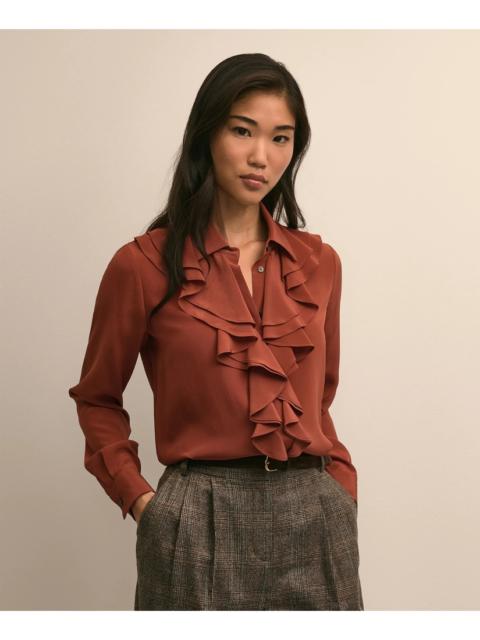 Brooks Brothers Silk Ruffle-Front Blouse