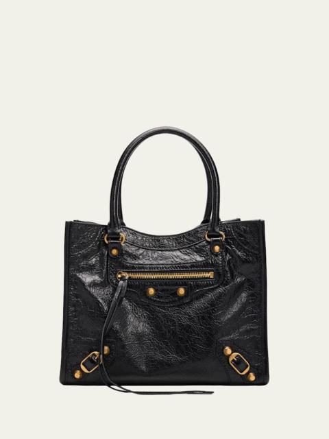 BALENCIAGA Arena Crinkled Leather Top-Handle Bag