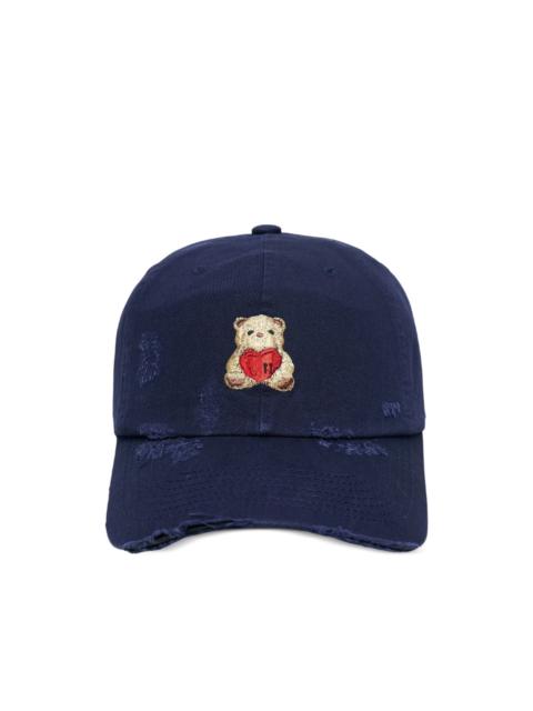We11done Heart Teddy distressed baseball cap