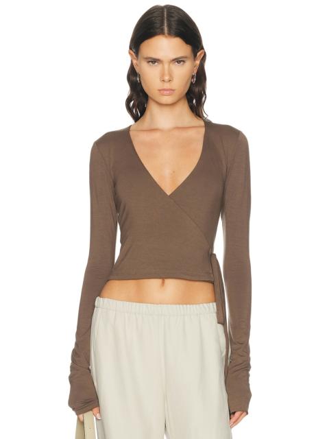 ÉTERNE Soft Jersey Wrap Top