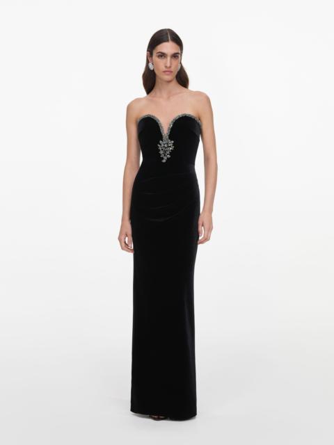 self-portrait Black Velvet Maxi Dress