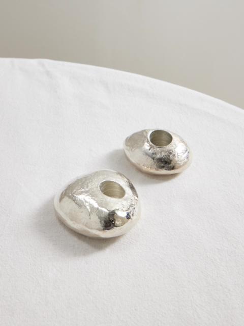 ALIGHIERI The Floating Pebble Set Of Two Silver-plated Candlesticks