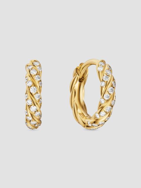 DAVID YURMAN Women's Petite Pavé Hoop Earrings in 18K Yellow Gold with Diamonds, 10MM - Gold