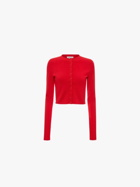Victoria Beckham VB Body Cropped Fitted Cardigan in Red