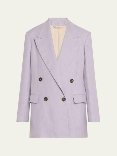 Brunello Cucinelli Double-Breasted Linen Gabardine Blazer