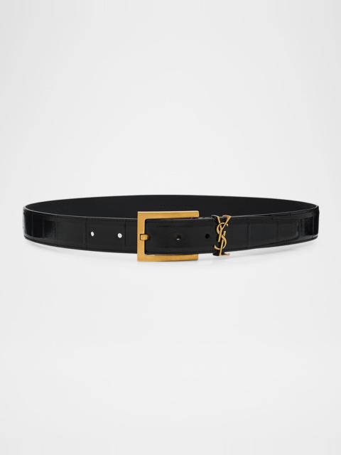 SAINT LAURENT Cassandre Belt in Eel Leather