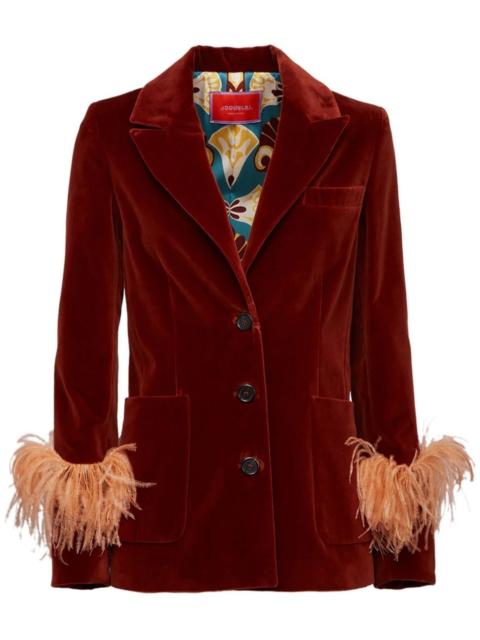 Keaton feather-trim velvet blazer