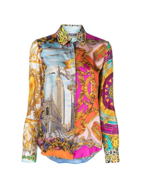 mix-print silk shirt