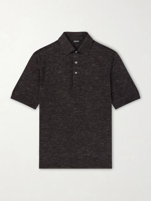 ZEGNA Silk, Cashmere and Linen-Blend Polo Shirt