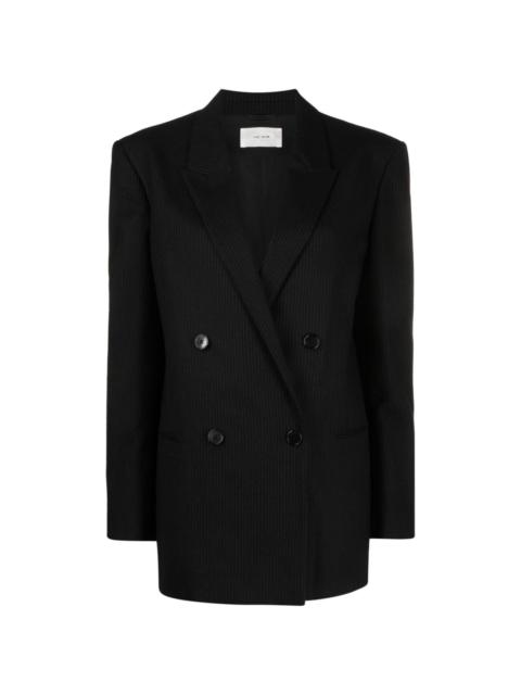 pinstripe-pattern double-breasted blazer