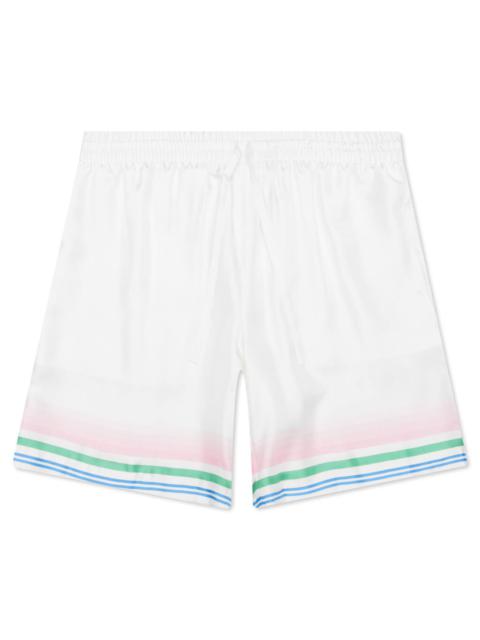 CASABLANCA CASABLANCA TENNIS CLUB ICON SILK SHORTS W/ DRAWSTRINGS - MULTI