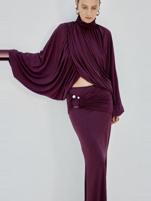De La Vali FLORO TOP IN PLUM SPANDEX