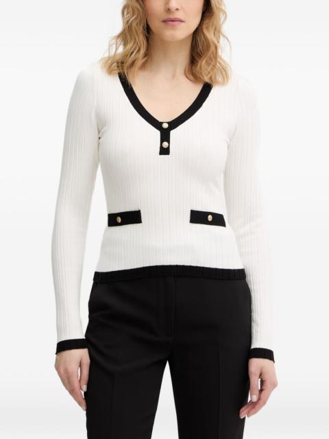 GUESS USA contrast-trim V-neck sweater