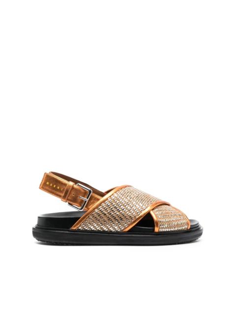 Fussbett metallic raffia sandals