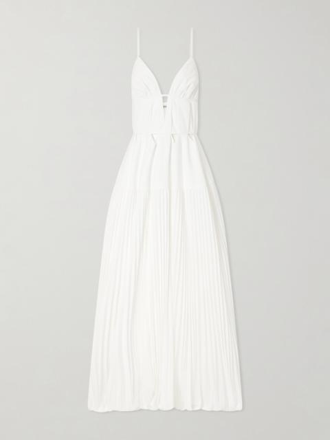 SIMKHAI Selene Cut-out Pleated Poplin Maxi Dress