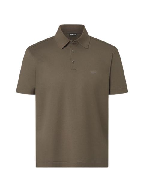 ZEGNA dark taupe cotton polo shirt