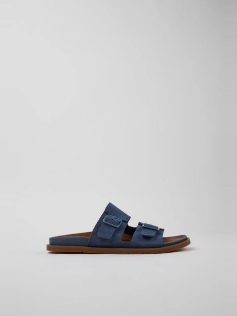CAMPER Lluc Sandal Blue Suede Leather Sandals for Women.