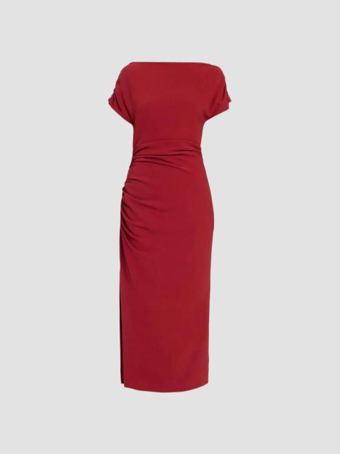 LELA ROSE Women's Side Ruched Crêpe Midi Dress - Wine