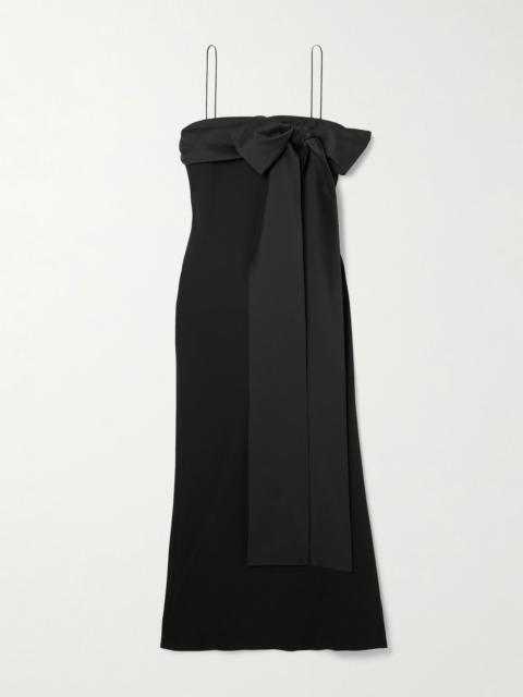 BERNADETTE Bart bow-embellished taffeta-trimmed crepe de chine gown Black