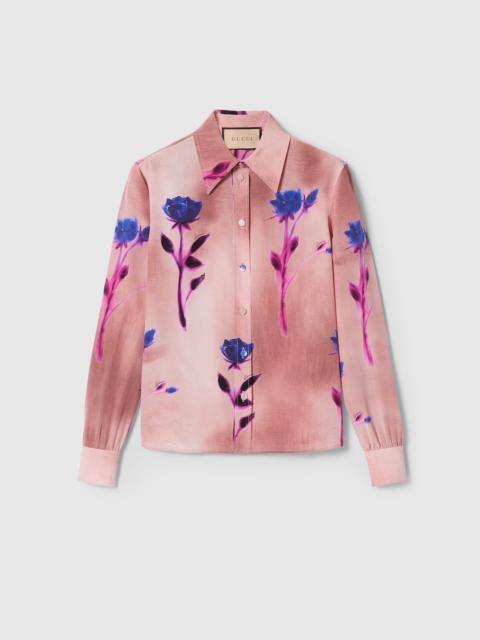 GUCCI Floral print crêpe de chine shirt