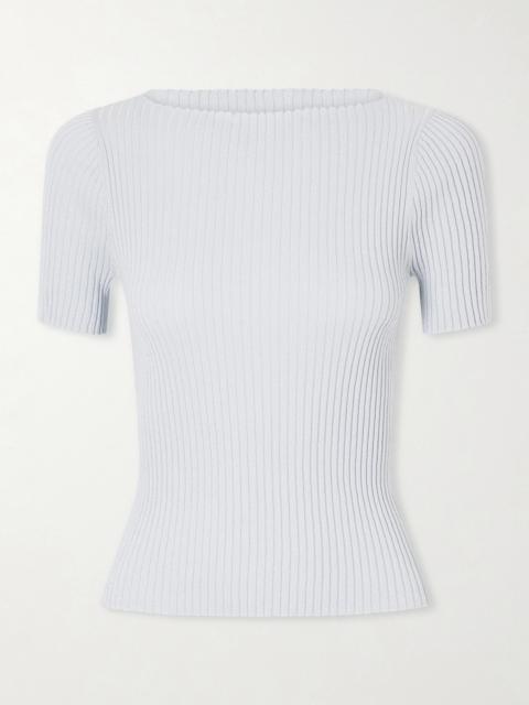 LESET Blake Metallic Ribbed-knit T-shirt