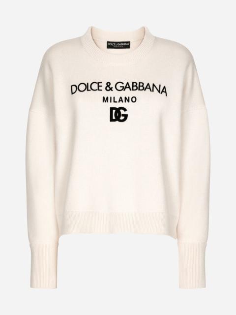 Cashmere sweater with flocked DG logo