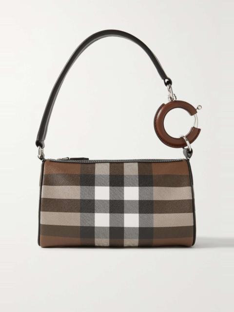 Burberry Leather-trimmed checked coated-canvas shoulder bag