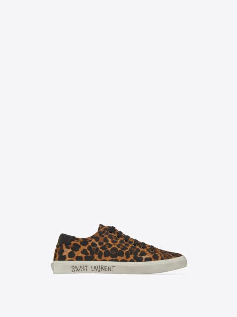 SAINT LAURENT malibu sneakers in leopard-print canvas and leather