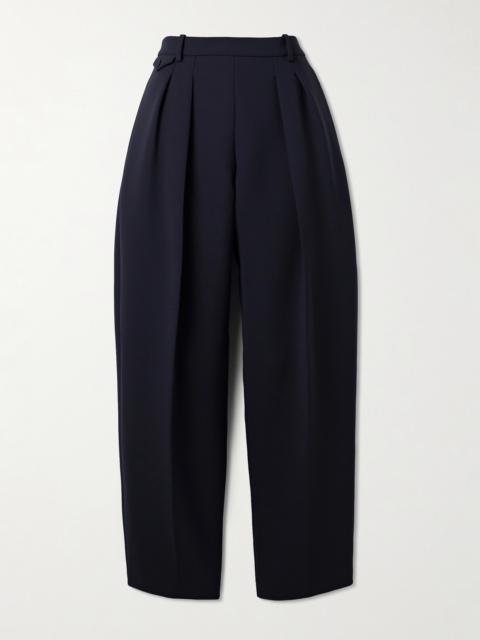 KHAITE Dugan Pleated Crepe Tapered Pants