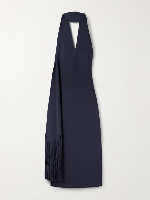 Cult Gaia Caia Draped Fringed Stretch-knit Midi Dress