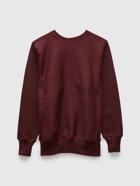 Warehouse & Co. 483 Reverse Weave Loopwheel Crewneck in Bordeaux