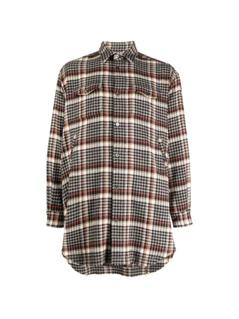 check-pattern button-up shirt