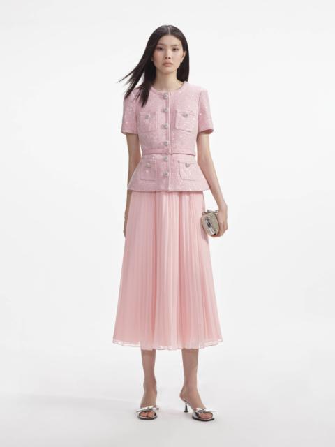 Pink Boucle Midi Dress