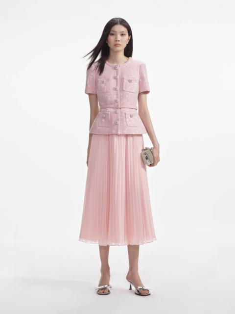self-portrait Pink Boucle Midi Dress