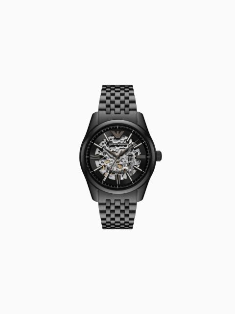 EMPORIO ARMANI AUTOMATIC BLACK STAINLESS STEEL WATCH